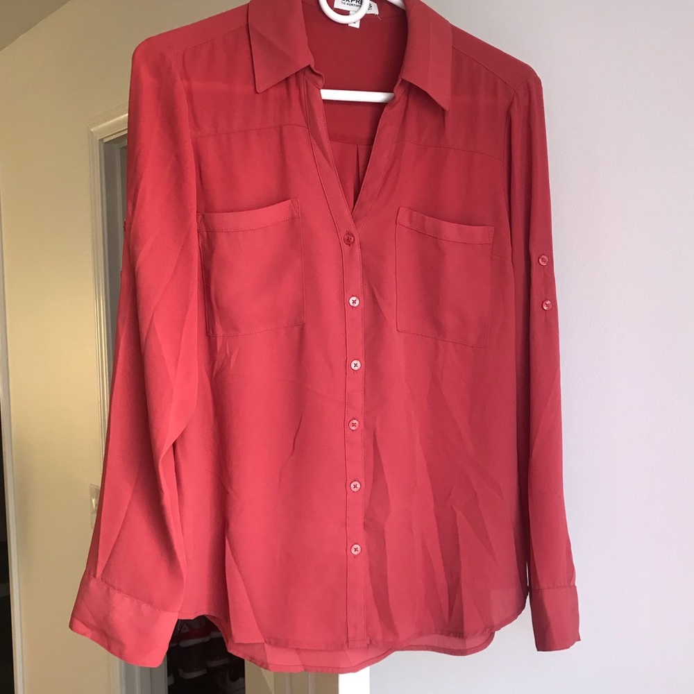 Express Portafino Shirt in Coral/Salmon